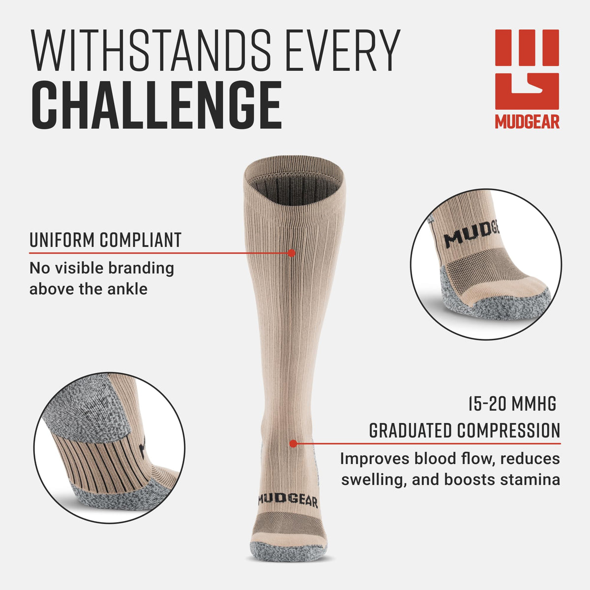 Tall Compression Socks Tactical Line (Coyote Tan)