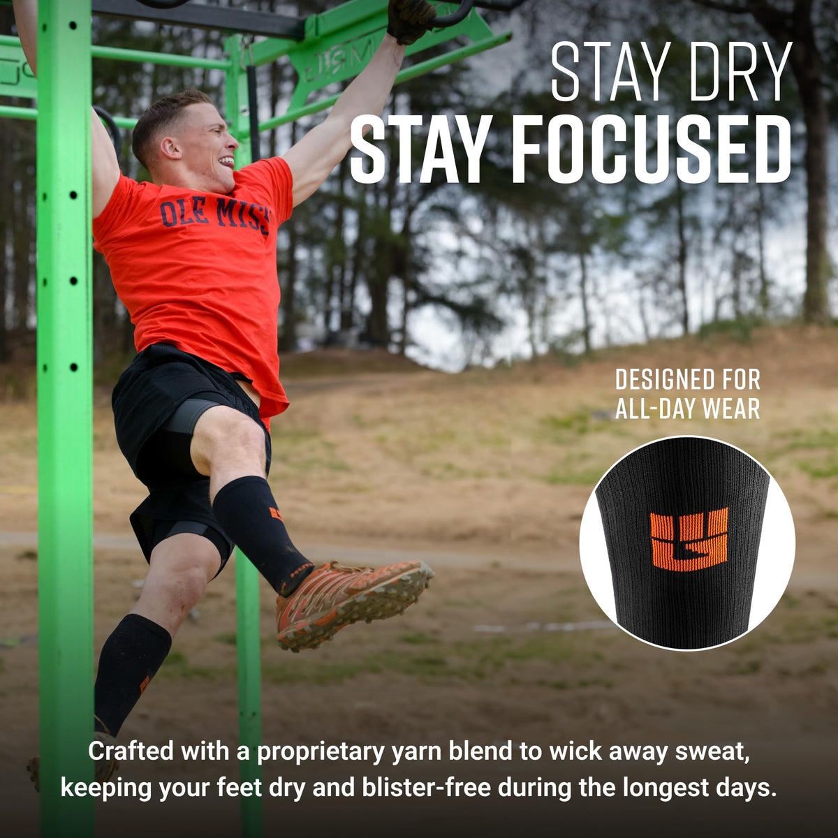 Tall Compression Socks (Black/Orange)
