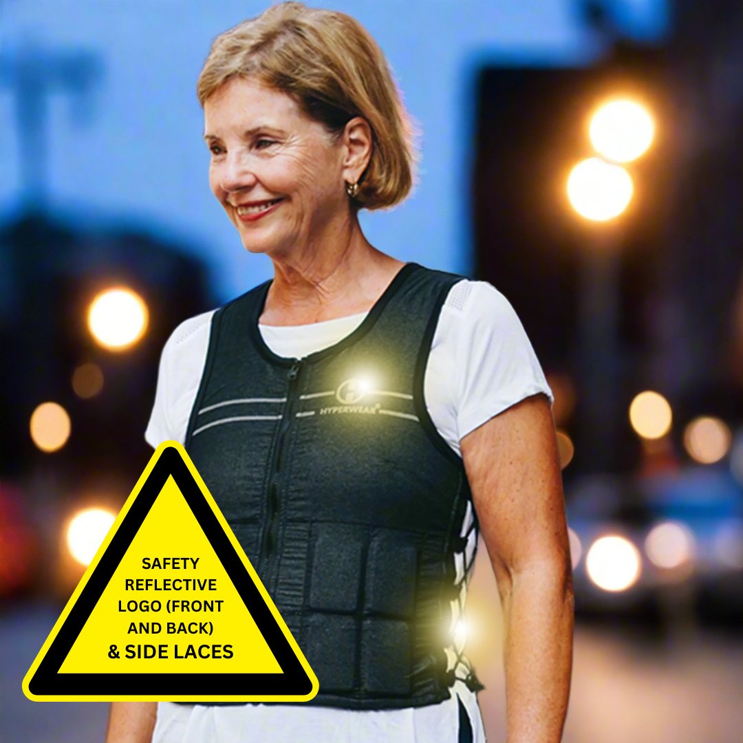 image of woman walking at dusk showing reflective features of hyper vest fit for women