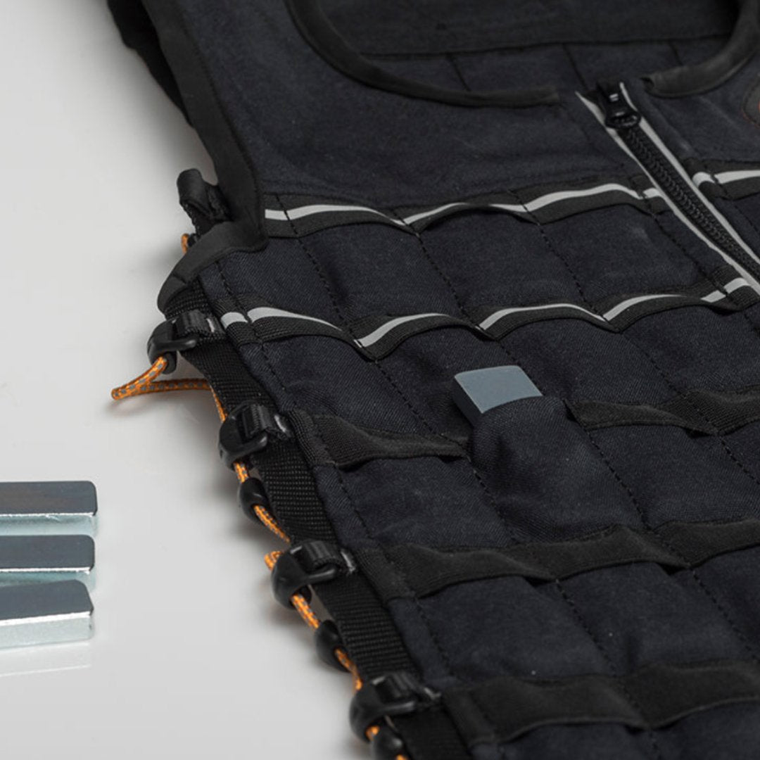 close up product photo of the Hyper Vest ELITE showing the adjustable thin steel weights