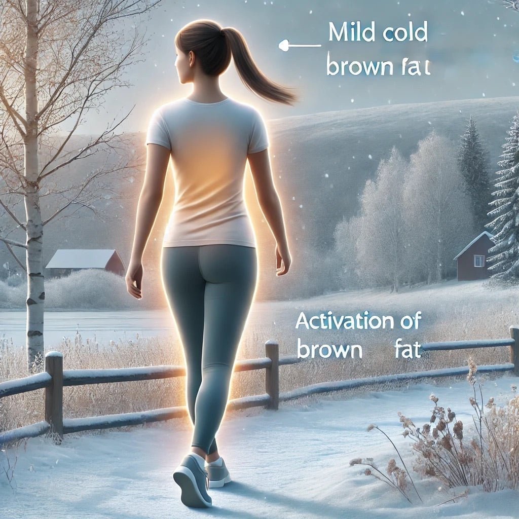 AI generated image of a woman walking outdoors in the cold