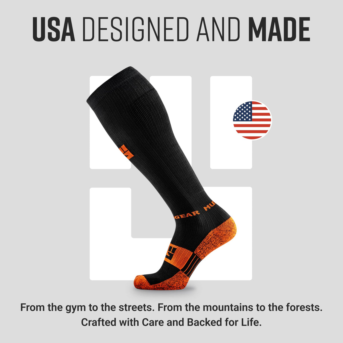 Tall Compression Socks (Black/Orange)