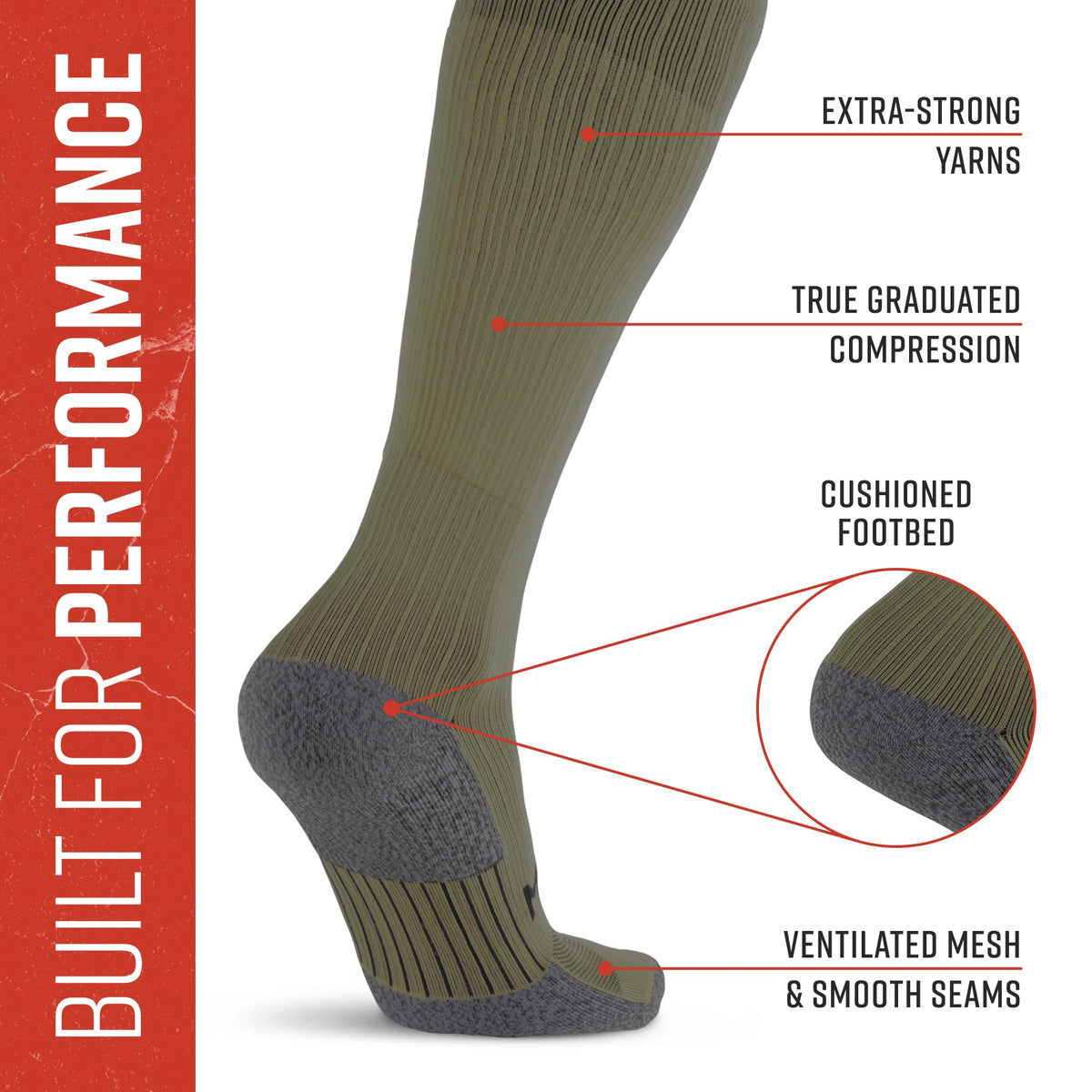 Tall Compression Socks Tactical Line (Olive Drab Green)