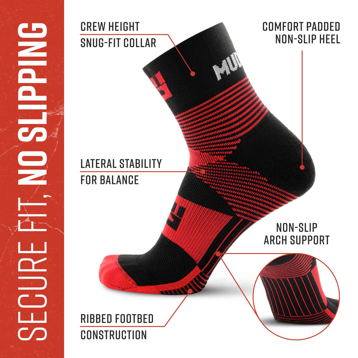 MudGear Hybrid Training Sock (RED)