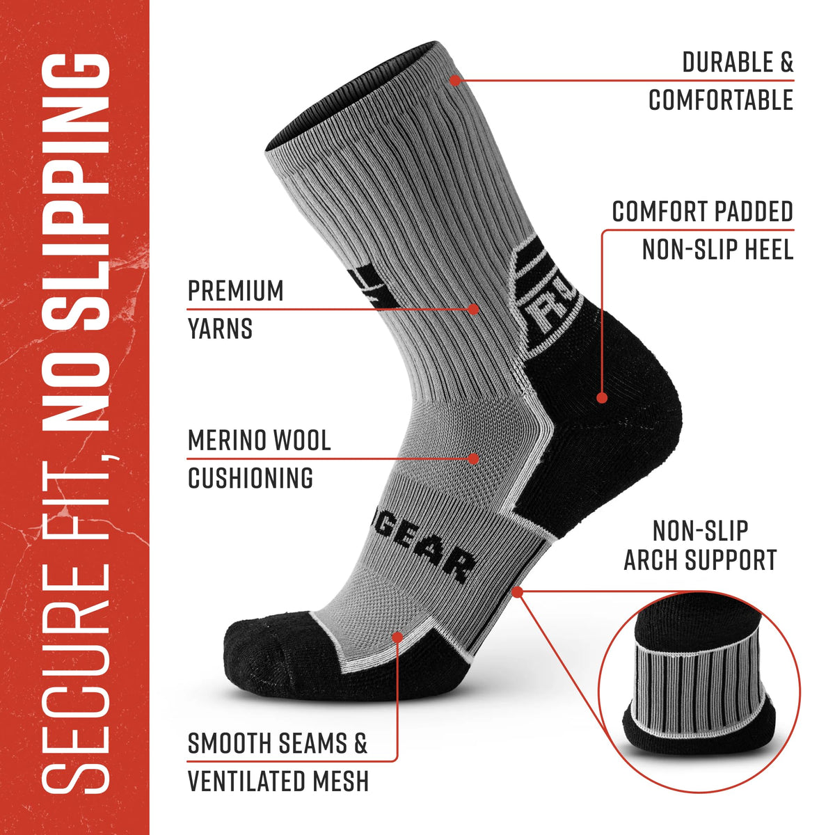 MudGear Ruck Sock (Gray/Black)