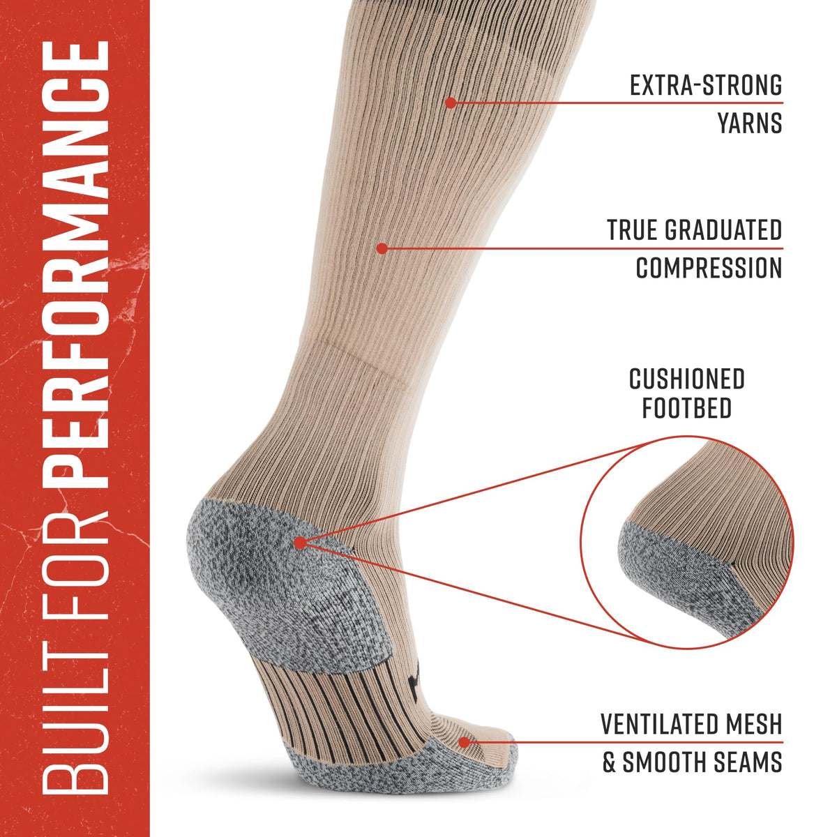 Tall Compression Socks Tactical Line (Coyote Tan)