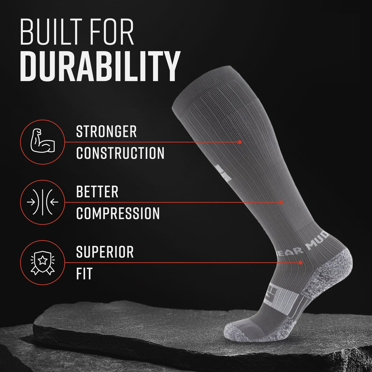 image of MudGearTall Compression Socks (Gray/Gray)Inventory