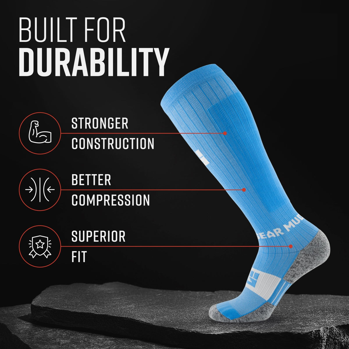 image of MudGearTall Compression Socks (Neon Blue)Inventory
