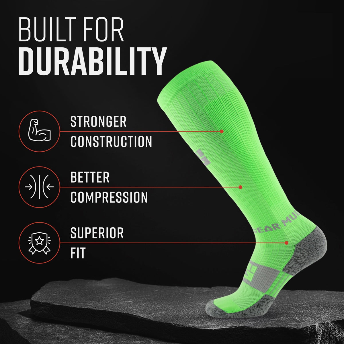 image of MudGearTall Compression Socks (Neon Green)Inventory