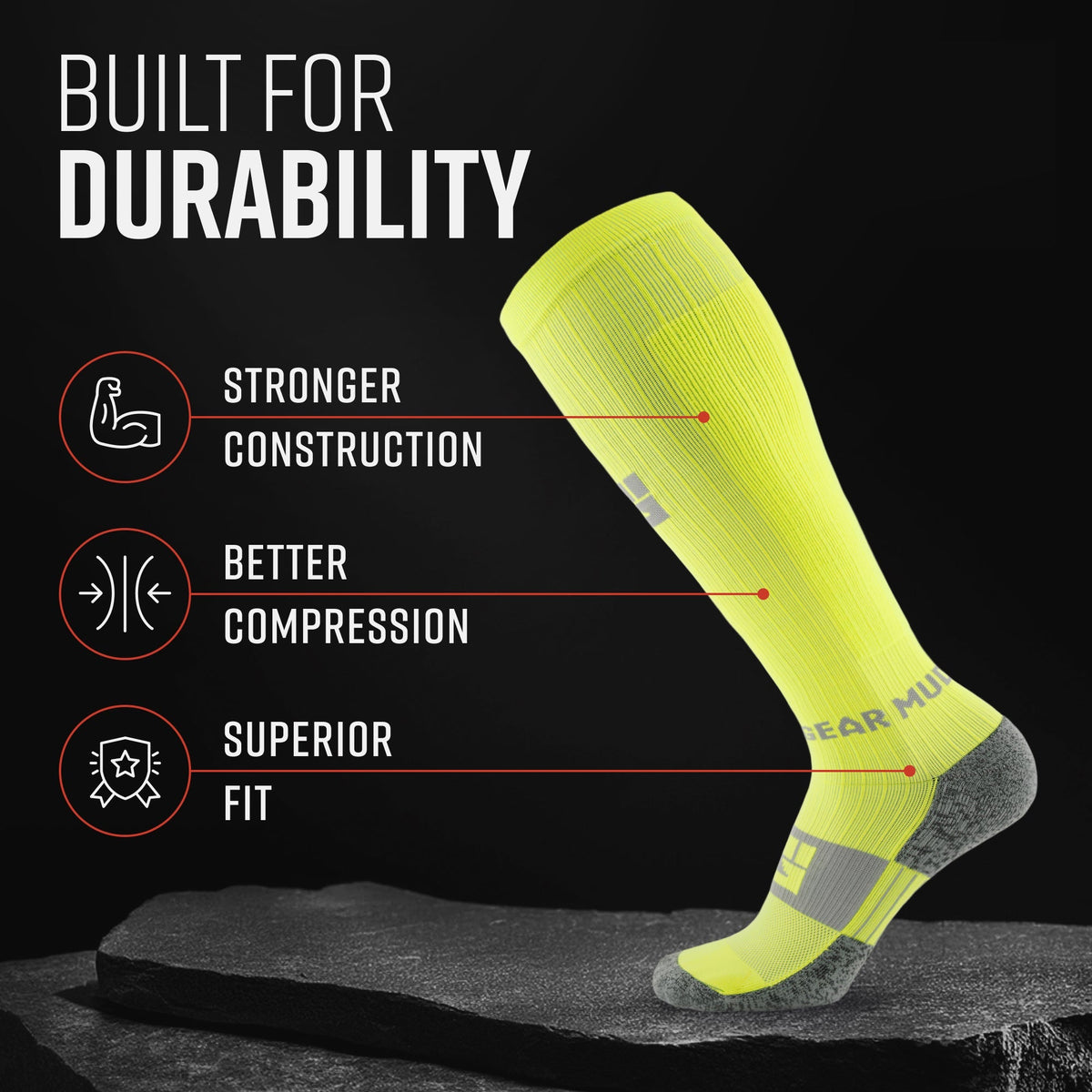 image of MudGearTall Compression Socks (Neon Yellow)Inventory