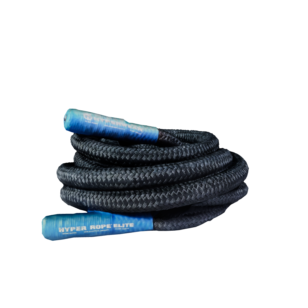 3D image of coiled Hyper Rope ELITE black weighted battle rope