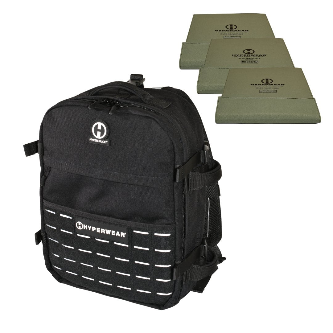 backpack for laptop and workout Hyper Ruck Rucking, Strength Training & EDC Bag Black / 30 lbs